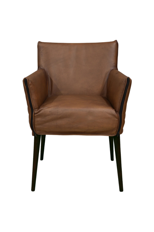 PURE Charles Leather Armchair - Matt Light Brown / Carbon Legs