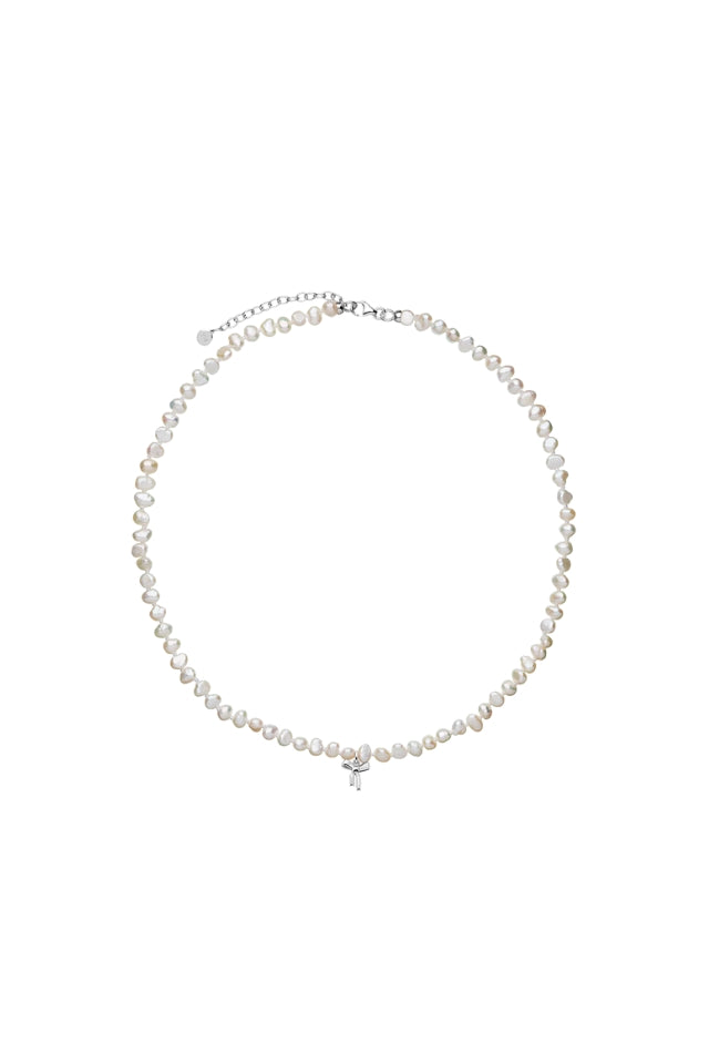 Petite Bow with Pearls Necklace