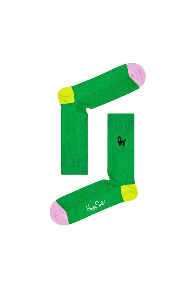 Poodle Ribbed Embroidery Sock
