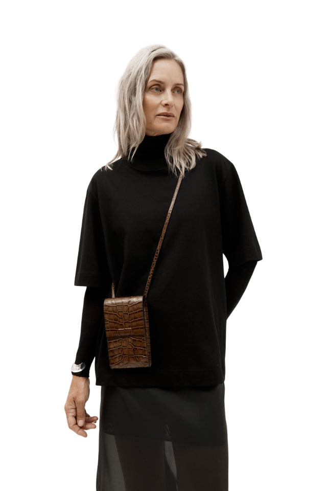 Poucheroo - Leather Strap - Toffee Croc