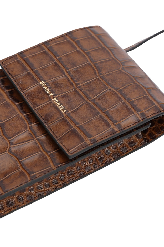 Poucheroo - Leather Strap - Toffee Croc