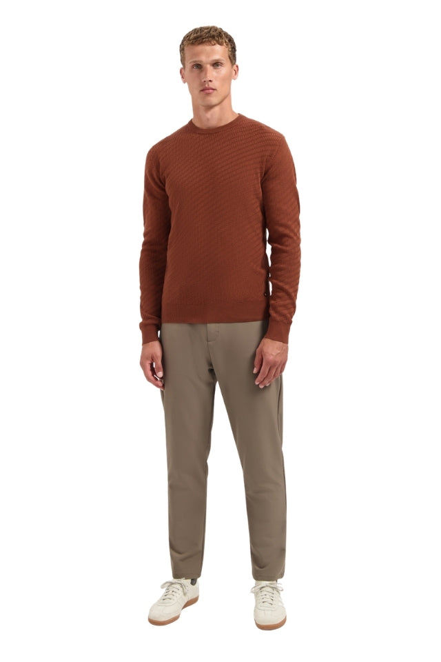 Pullover Crewneck Jacquard Solid - Terra