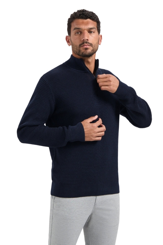 Pullover Half Zipper 2 Coloured Melange - Night