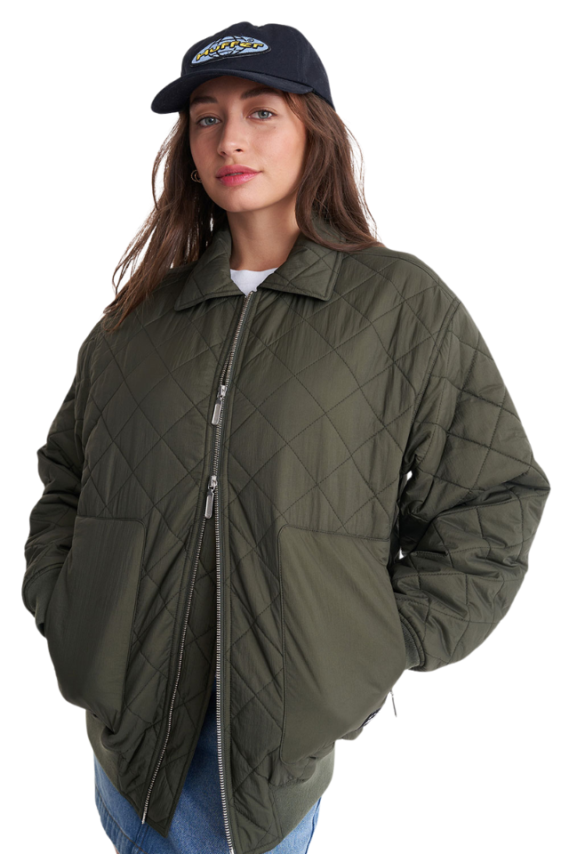 Quilted Longline Bomber Jkt