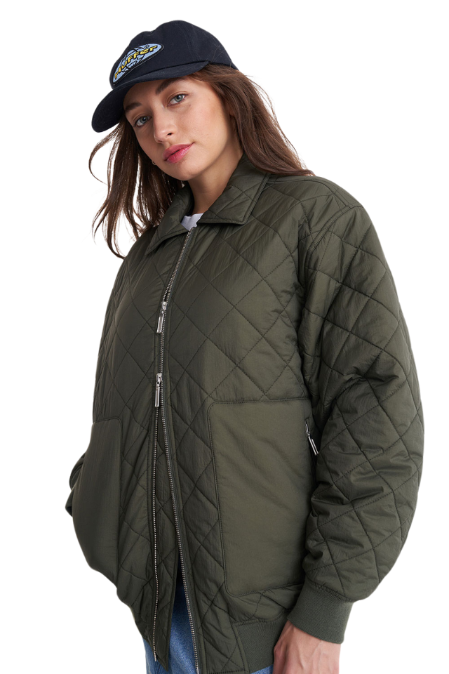 Quilted Longline Bomber Jkt
