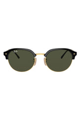 Round Metal Sunglasses - Black On Arista W/ Green