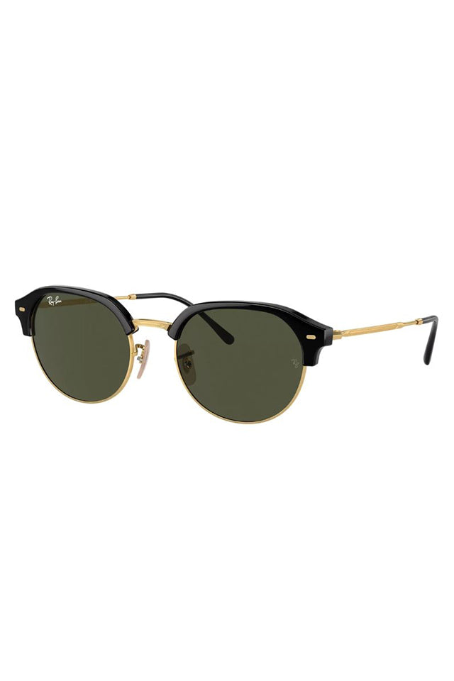 Round Metal Sunglasses - Black On Arista W/ Green