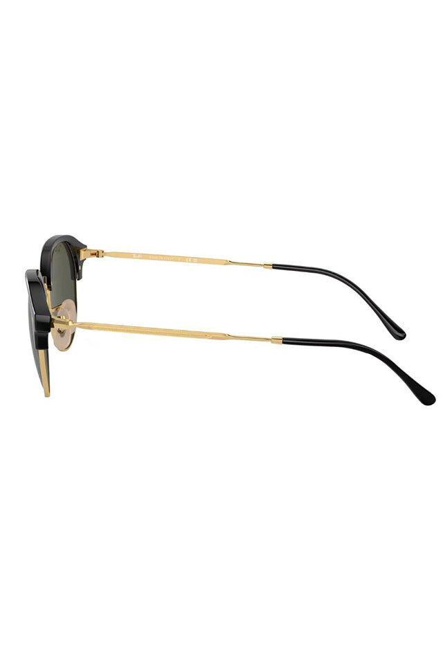 Round Metal Sunglasses - Black On Arista W/ Green
