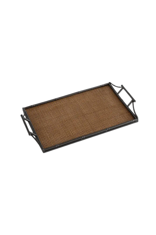 Rattan & Faux Bamboo Handle Tray