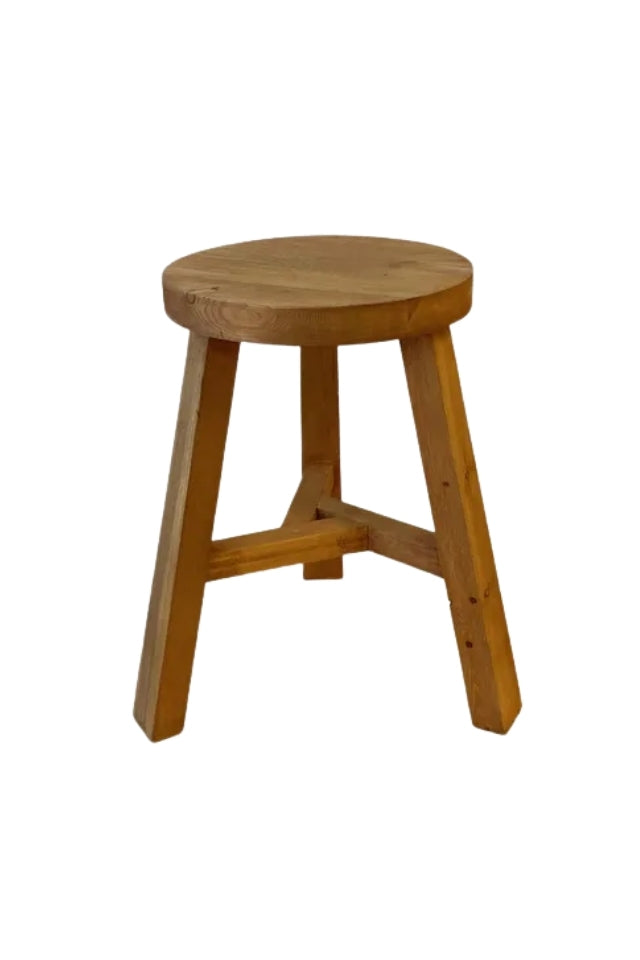Reclaimed Wood Round Stool - Natural