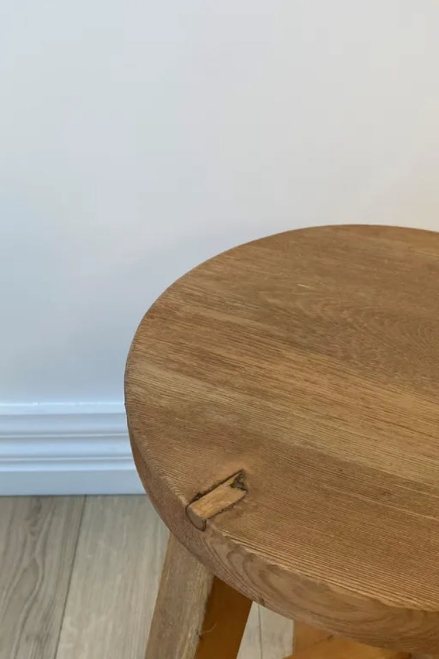 Reclaimed Wood Round Stool - Natural