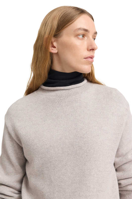 Relaxed Mock Neck Jumper - Light Oak