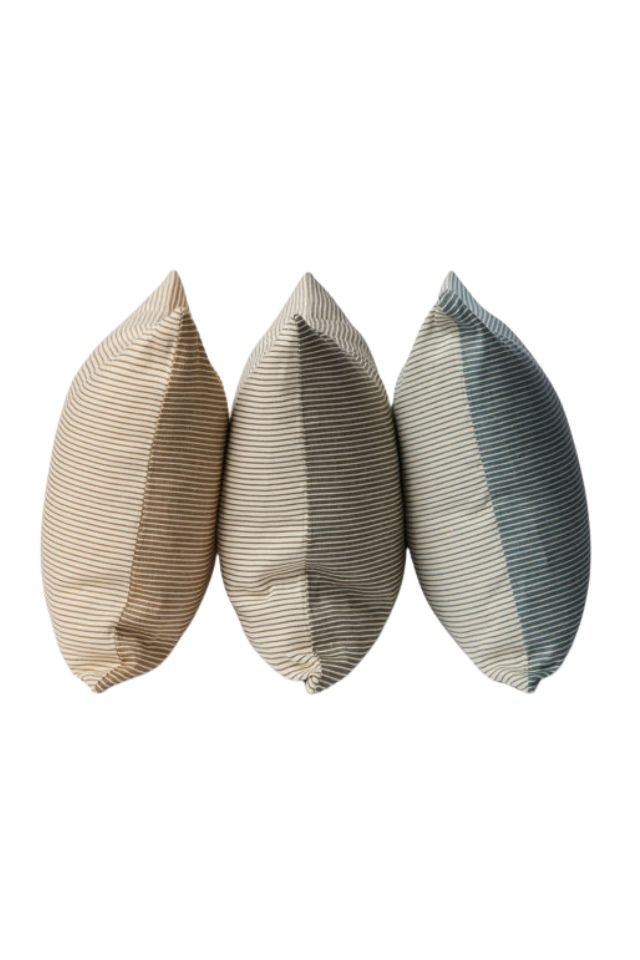 Reversible Pinstripe Cushion Cover - Ivy/Coconut