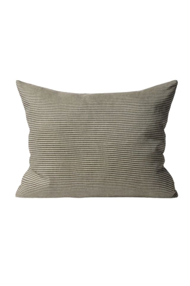 Reversible Pinstripe Cushion Cover - Ivy/Coconut
