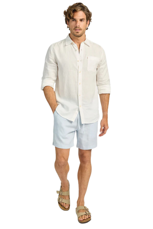 Riviera Linen Short - Bleach Blue