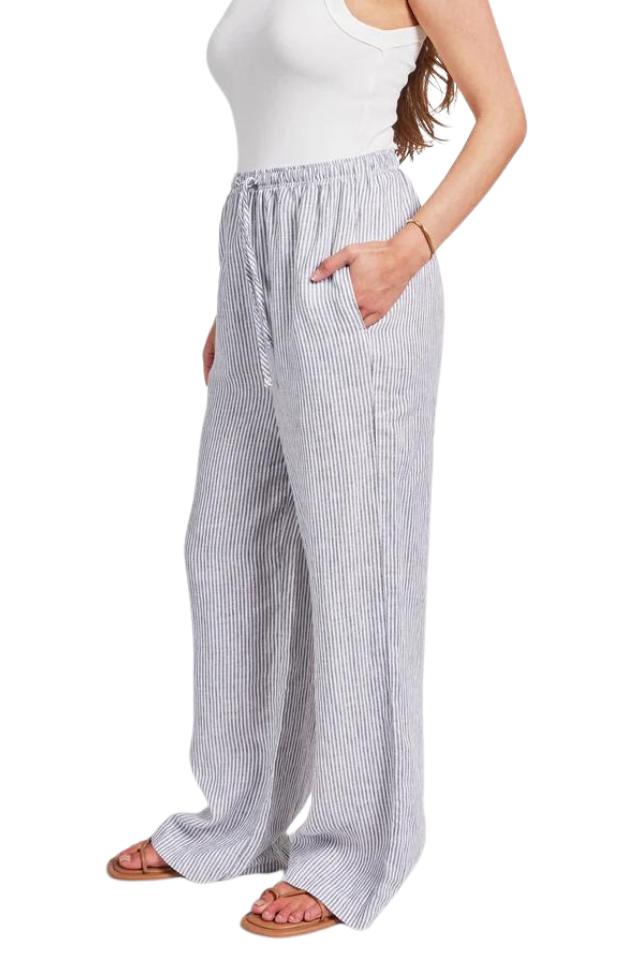Rory Linen Pant - Smoke Pine