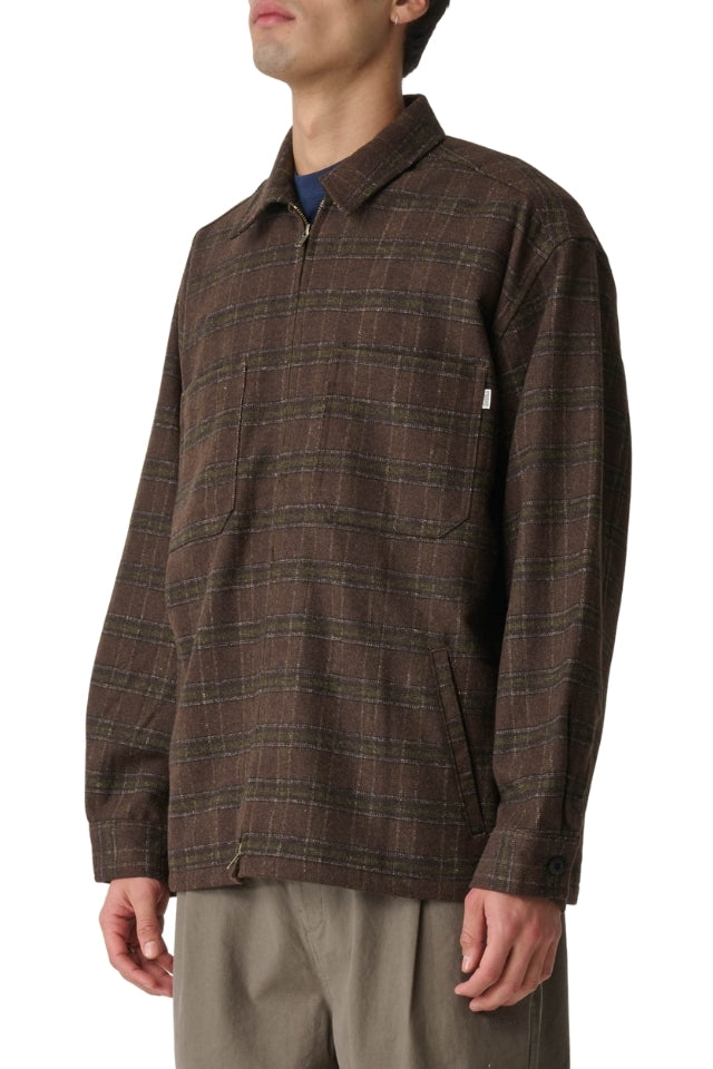 Ls Zip Thru Shirt – Chocolate
