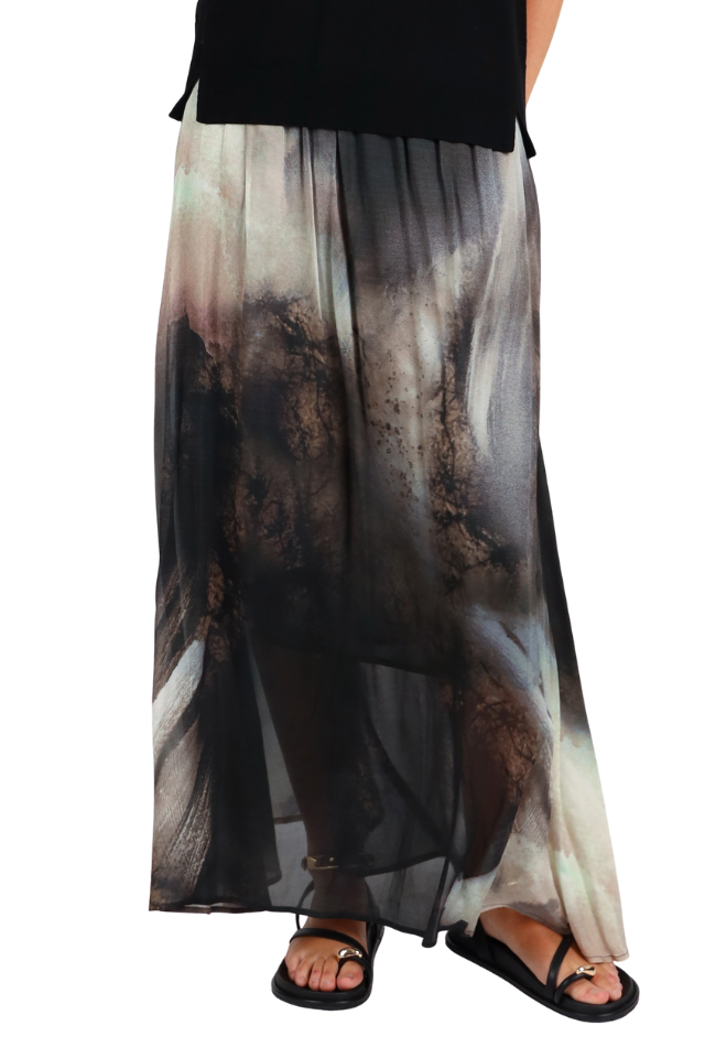 Sandstorm Print Maxi Skirt - Black Print