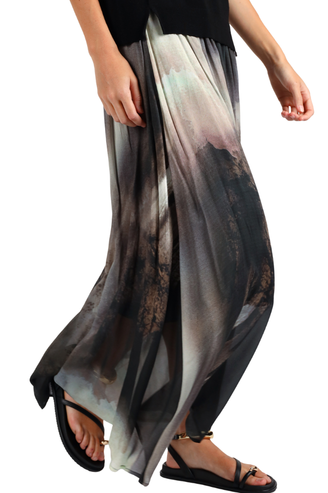 Sandstorm Print Maxi Skirt - Black Print