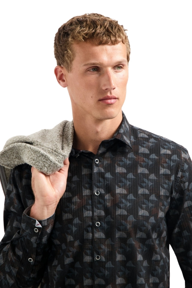 Shirt Allover Printed Structure Stripe - Night