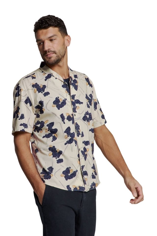 Shirt Short Sleeve Revers Collar - Cement