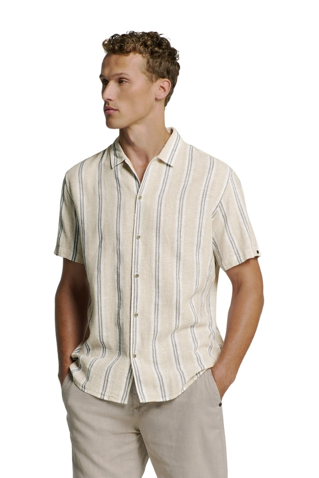 Shirt Short Sleeve Vertical Stripe - Cement