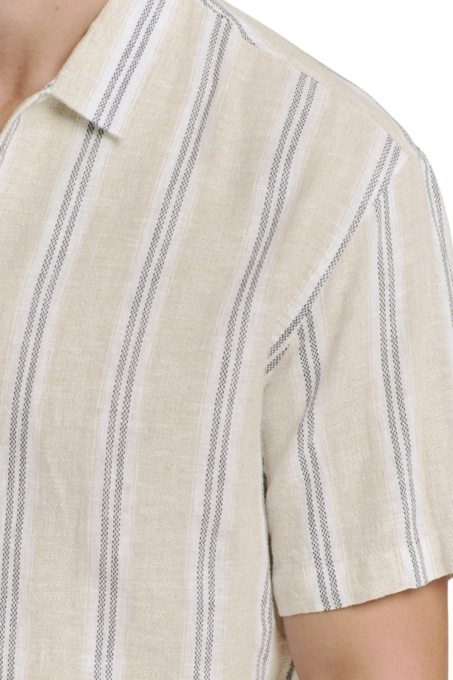 Shirt Short Sleeve Vertical Stripe - Cement