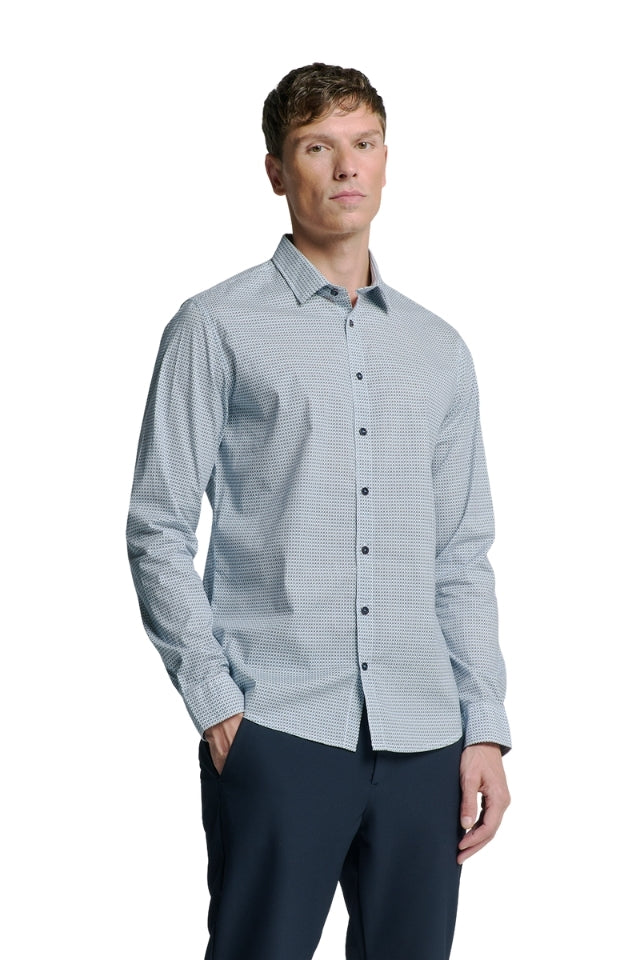 Shirt Stretch Allover Print - Seablue
