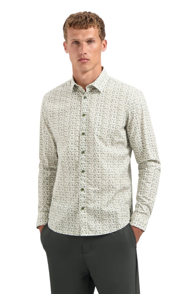 Shirt Stretch Allover Printed - Dark Green