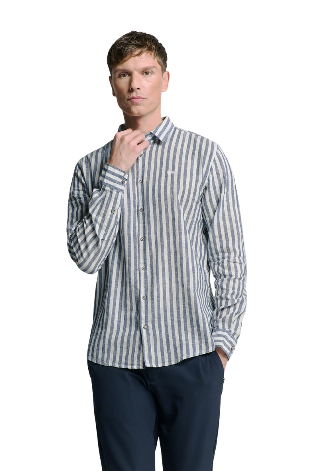 Shirt Verical Big Stripes - Indigo Blue