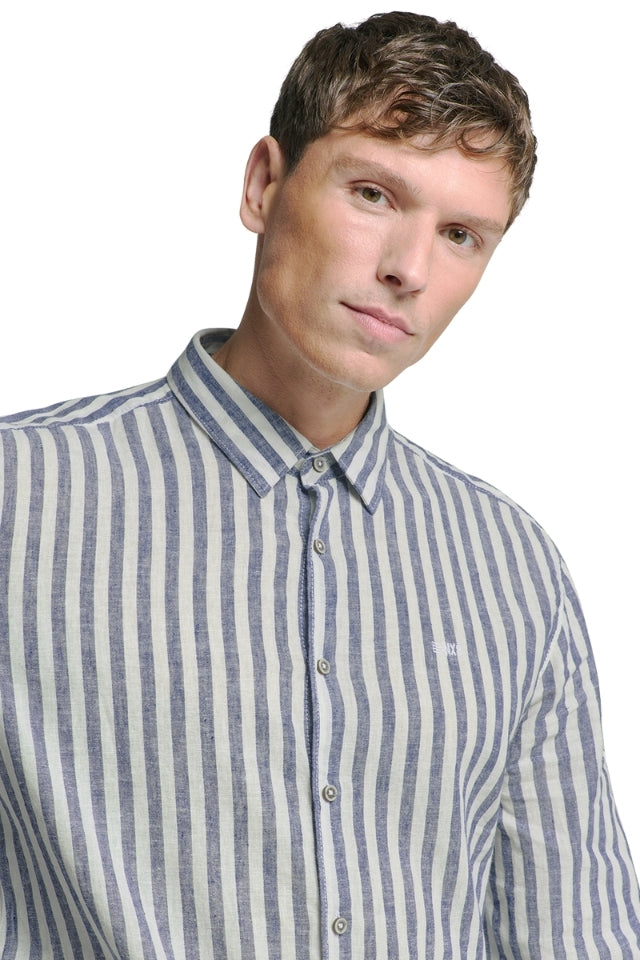 Shirt Verical Big Stripes - Indigo Blue