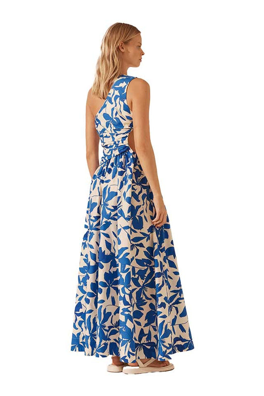 Bleue Asymmetrical Maxi Dress