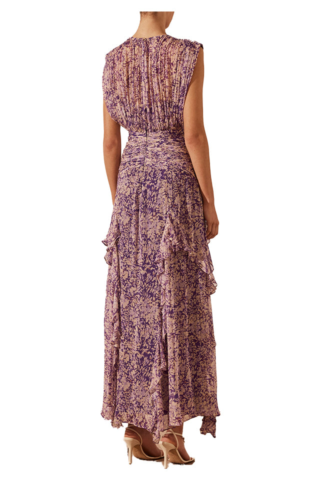 Shona Joy 1233254 Aurier Round Neck Maxi Dress Purple Multi