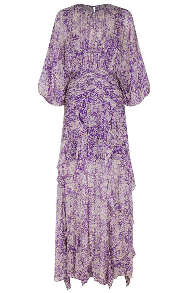 Shona Joy 1233255 Aurier Balloon Sleeve Maxi Dress Purple Multi