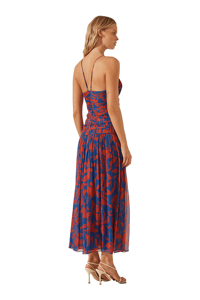 Shona Joy Plunged Ruched Midi Dress 