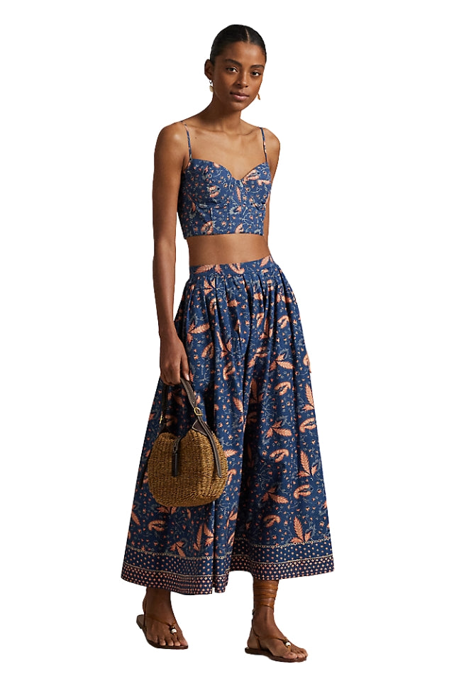 Floral Cotton Poplin A-Line Skirt - Prairie Floral