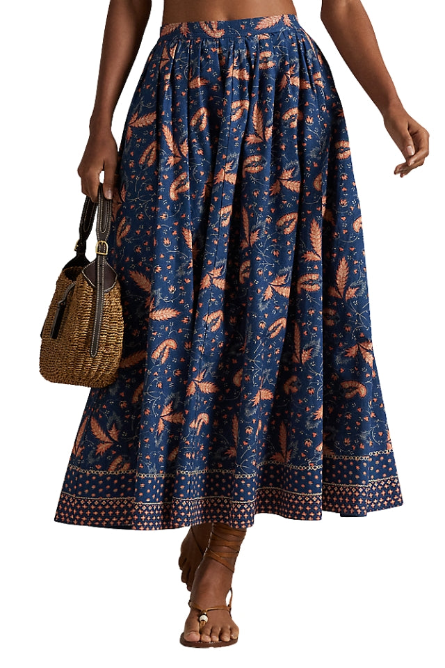 Floral Cotton Poplin A-Line Skirt - Prairie Floral