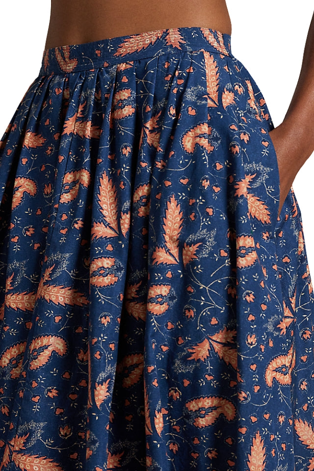 Floral Cotton Poplin A-Line Skirt - Prairie Floral