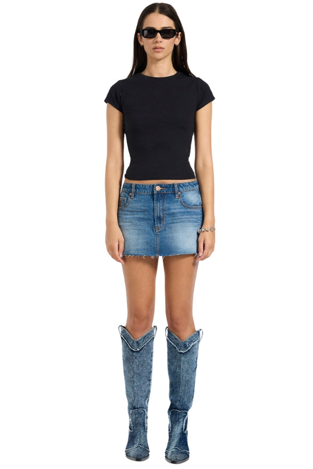 Sloane Low Waist Denim Mini Skirt - Pacifica Blue