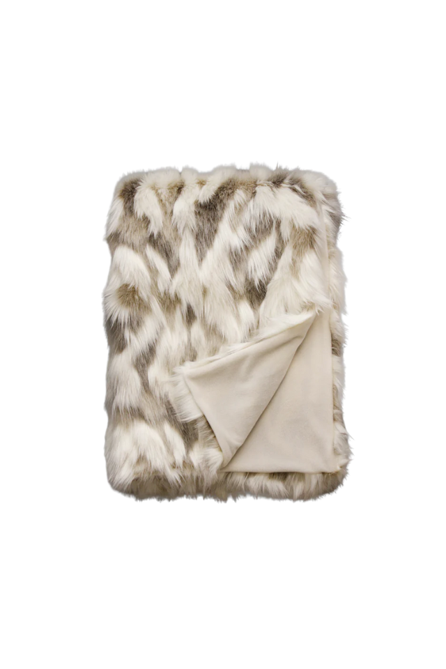 Heirloom Faux Fur Throw - Snowshoe Hare