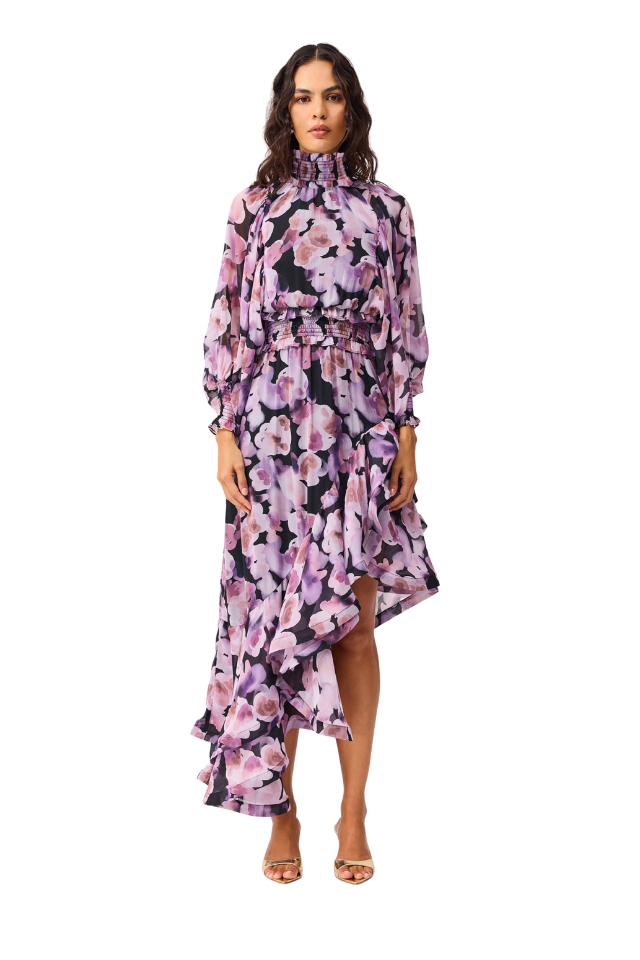 Solene Midi Dress - Black Lilac
