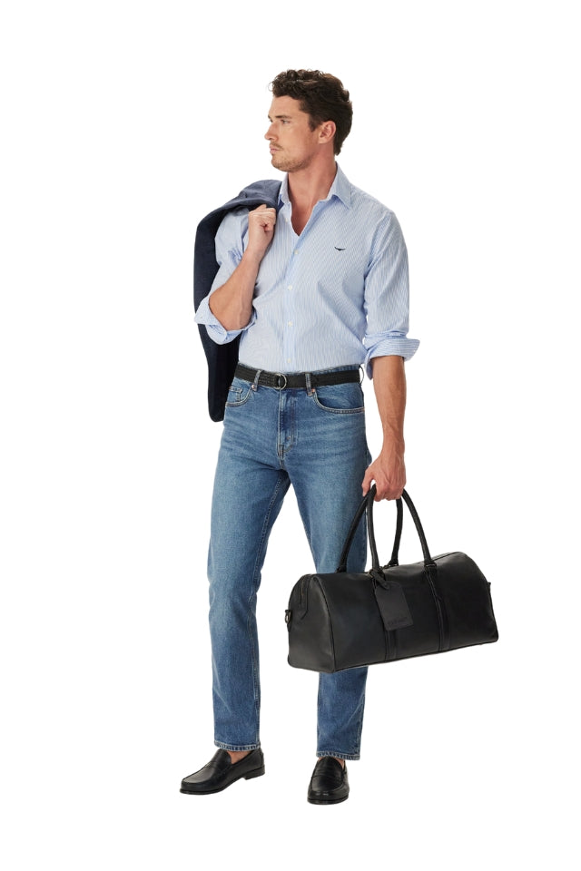 Sommers Poplin Stripe Shirt - White/Blue