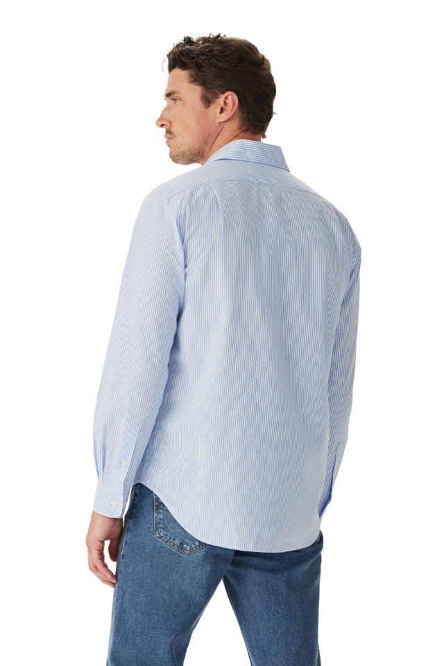 Sommers Poplin Stripe Shirt - White/Blue