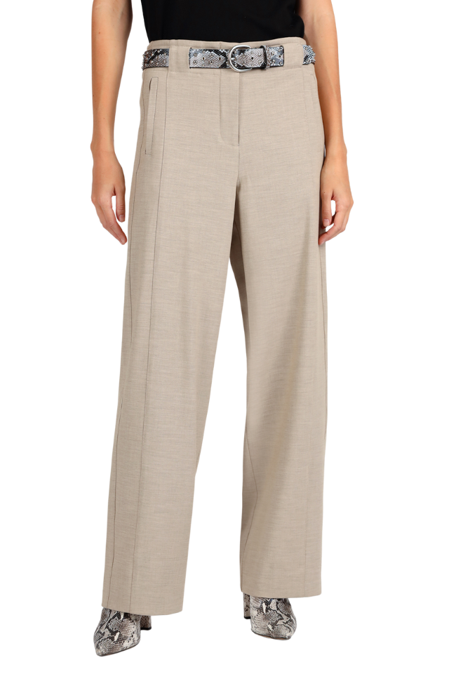 Stitch Detail Wide Leg Pant - Taupe