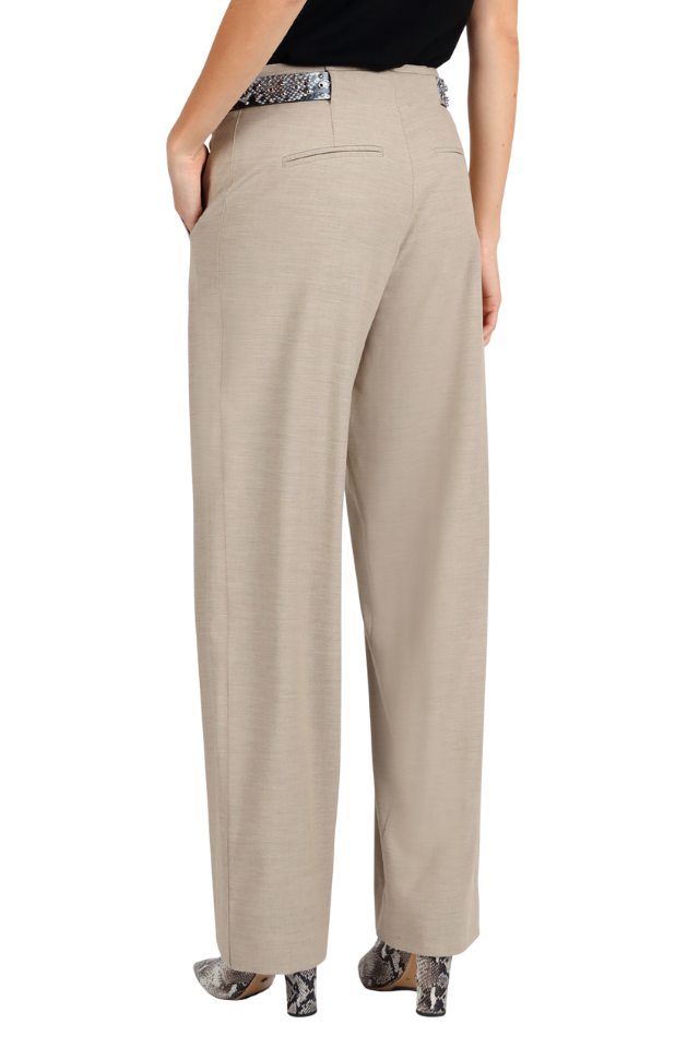 Stitch Detail Wide Leg Pant - Taupe
