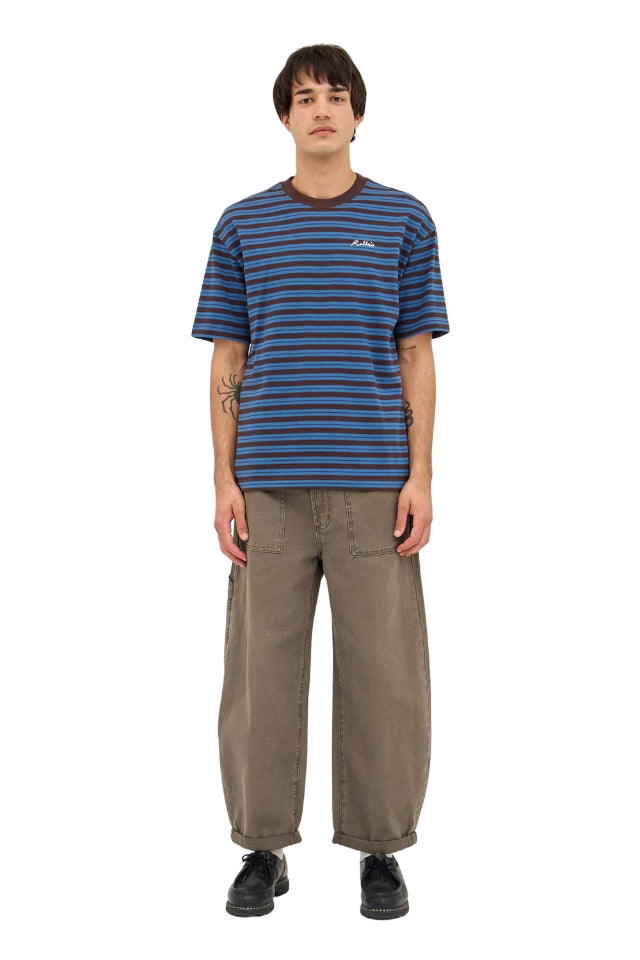 Stripe Tee - Brown Earth/Blue