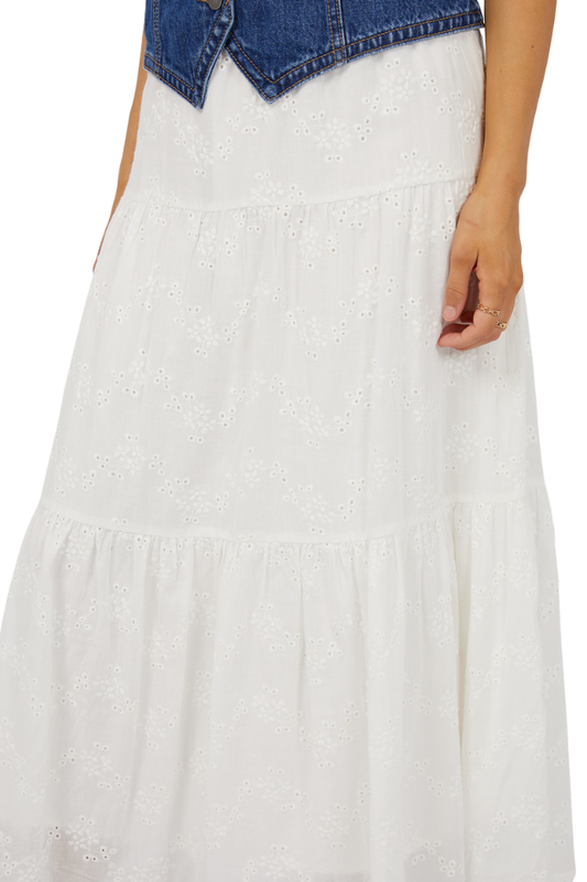 Sutton Broderie Maxi Skirt - Vintage White