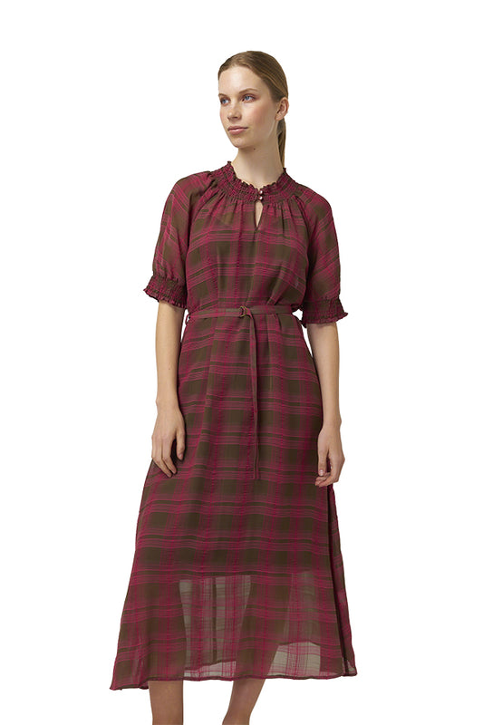 Sylvester 223S510 Sheer Plaid Dress Berry