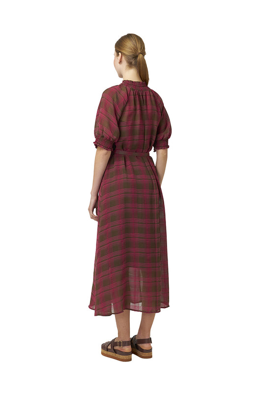 Sylvester 223S510 Sheer Plaid Dress Berry