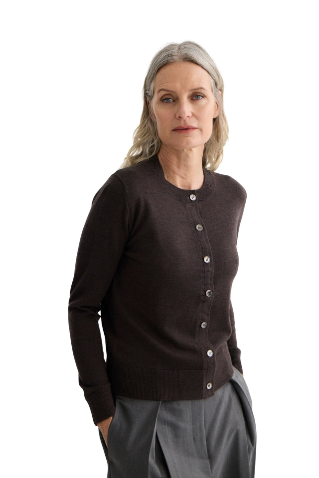 Sylvia Merino Cardigan - Espresso